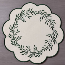 (StyleM)Embroidered Pattern Circular Table Mat With Thickened Design For Elegant Dining
