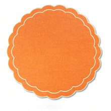 (Orange)Embroidered Fabric Table Protector With Oil And Water Resistance For Daily Use