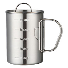Faltbarer Edelstahl Campingbecher 500ml mit Deckel