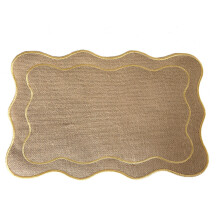 (Gold)Bestickte rechteckige Tischdecke mit wasserdichter Oberfläche für Esszimmer