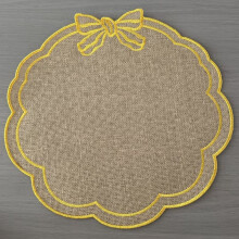 (Yellow)Sommer Stickerei Jute Untersetzer mit Schmetterling Schleife Muster für den Einsatz Küche
