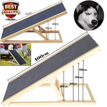 Rampe pour chien en bois massif 100cm, tapis antidérapant, escalier pliable réglable en hauteur pour voiture et salon