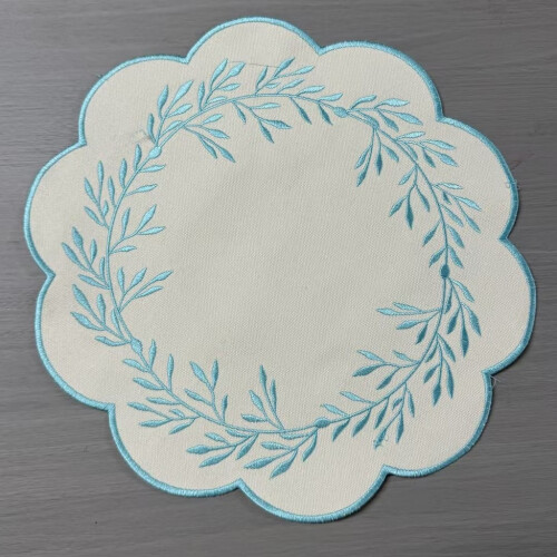 (StyleL)Embroidered Pattern Circular Table Mat With Thickened Design For Dining Elegant