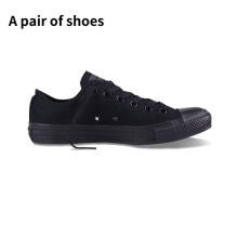 (All Black, 38Foot Length24cm/9.6in) All Canvas Star Lowtop Shoes Casual Fashion Simple Unisex Design Fans Gift