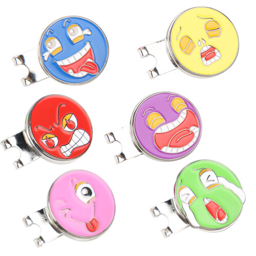 Golf Zubehör 6er Set Ballmarker Metall mit Clip