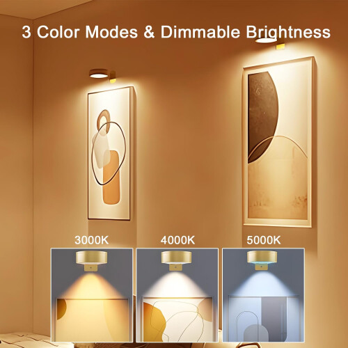3 Pack Battery Operated LED Picture Lights for Wall, 3 Color Temperatures,Remote Control 2