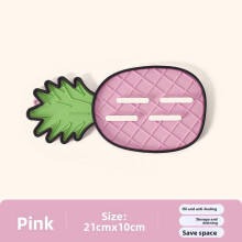 (Pineapple Pink)Rack de tampa de panela em forma de frutas e vegetais de PVC com drenagem de água para acessórios de armazenamento de
