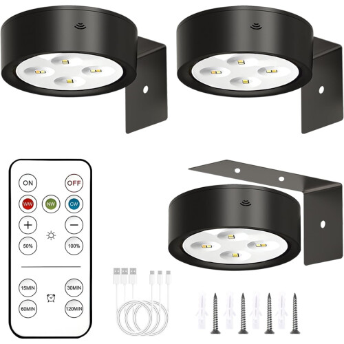 3 Pack Battery Operated LED Picture Wall Light