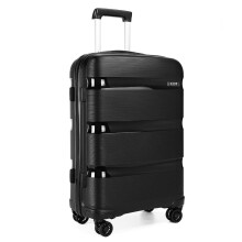 KONO Valise Cabine, Coque Rigide en Polypropylène, Serrure TSA, 4 Roues Jumelles, Noir, 56.5x22x38.5 cm
