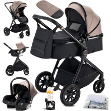 Cochecito de Bebé 3 en 1 Plegable 0-36 Meses con Portavasos, Mosquitera, Cubierta para Pies y Funda de Lluvia
