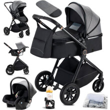 Cochecito de Bebé 3 en 1 Plegable 0-36 Meses con Portavasos, Mosquitera, Cubierta para Pies y Funda de Lluvia