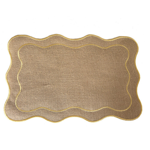 (Gold)Embroidered Rectangular Table Cover With Waterproof Finish For Rooms Dining