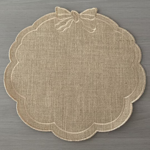 (Beige)Summer Embroidery Jute Coasters With Butterfly Bow Pattern For Kitchen Use
