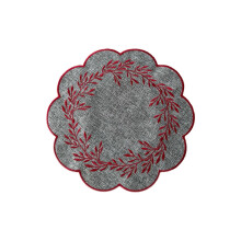 (Gray Red)Embroidered Fabric Table Protector With Oil And Water Resistance For Use Daily