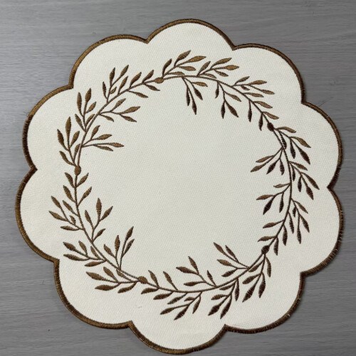 (StyleN)Embroidered Pattern Circular Table Mat With Thickened Design For Dining Elegant