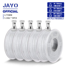 JAYO Hochgeschwindigkeits-PLA-Filament, 5 Rollen, Marmor-Textur, 1,75 mm, für FDM 3D-Drucker