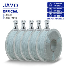 JAYO Hochgeschwindigkeits-PLA-Filament, 1,75 mm, Hellcyan, 5 Rollen für FDM 3D-Drucker