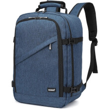 Kono Sac à dos de voyage, Bleu, L (55x35x20 cm), 38L, compatible bagage cabine Ryanair