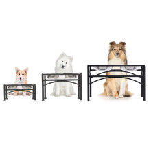 Bol de nourriture surélevé pour chien, Acier inoxydable, Argent, Taille M