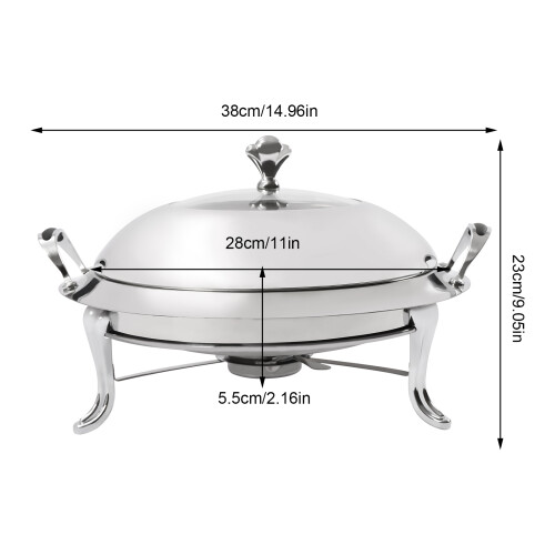 Chafing Dish Stainless Steel Round Durable Buffet Warmer Tray 2