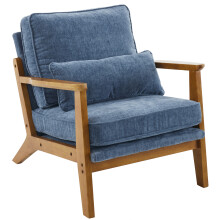 Wooden Frame Chenille Fabric Armchair Upholstered Accent Lounge Chair