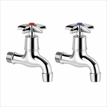 Balterley Crosshead Handle Wall Mounted Cleaner Sink Taps (Pair), Chrome