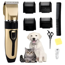 Tondeuse à poils pour animaux, électrique, rechargeable par USB, avec lames en acier inoxydable et 4 peignes