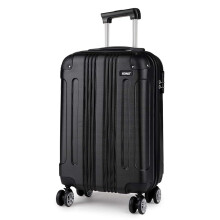 KONO Valise rigide 28 pouces, Noir, en ABS avec 4 roues doubles 360 et serrure Ă combinaison