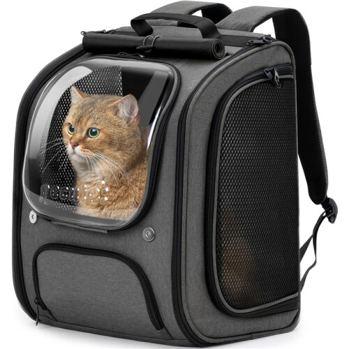 Foldable Pet Backpack Carrier with Transparent Bubble Window Mesh Ventilation