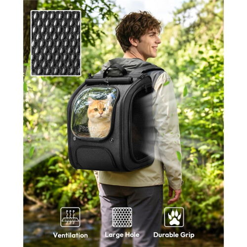 Foldable Pet Backpack Carrier with Transparent Bubble Window Mesh Ventilation 1