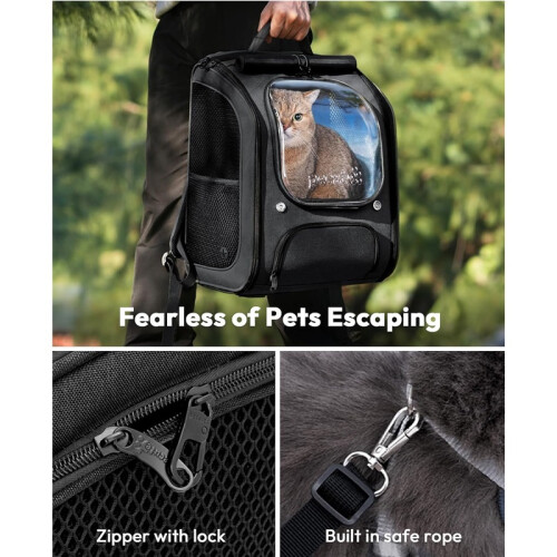 Foldable Pet Backpack Carrier with Transparent Bubble Window Mesh Ventilation 2