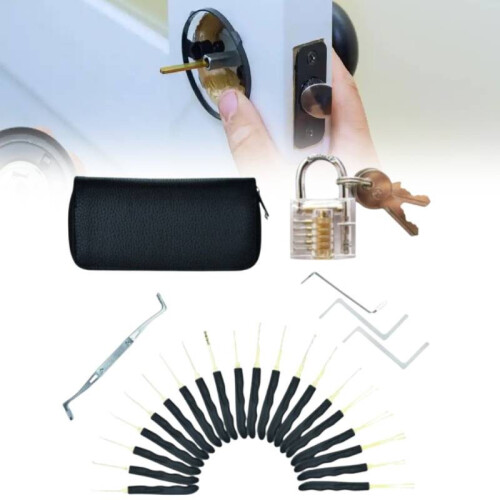 24pcs Set Lock Pick Tools Transparent Padlock Locksmith Training Tool Padlock 1