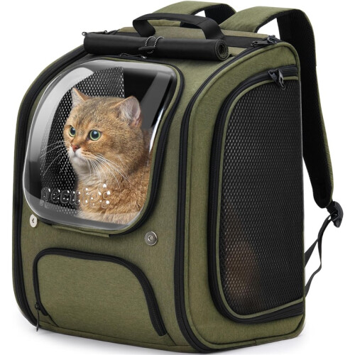 Foldable Pet Backpack Carrier with Transparent Bubble Window Mesh Ventilation