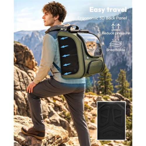 Foldable Pet Backpack Carrier with Transparent Bubble Window Mesh Ventilation 2