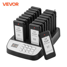 VEVOR Système de Bipeurs pour Restaurant, Lot de 16 Bipeurs Sans Fil, Portée 500m, Clavier 98 Canaux