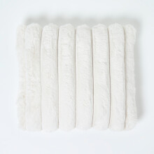 Cream Faux Fur Ribbed Cushion, 45 x 45cm