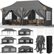 Pop Up Gazebo Wedding Camping Tent 3x6m Grey
