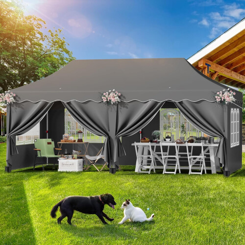 Pop Up Gazebo Wedding Camping Tent 3x6m Grey 1