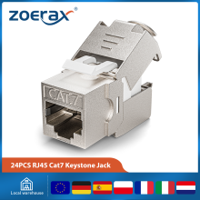 ZoeRax Lot de 24 Connecteurs Keystone RJ45 Cat7 Cat6a STP, Alliage de Zinc, Sans Outils, Réseau 10Gbps