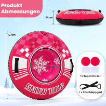 Inflatable Snow Tube with Handles & Tow Rope, Pink