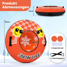 Inflatable Snow Tube with Handles & Tow Rope, Orange