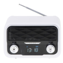 Radio Bluetooth, Tuner FM,Lecture MP3, Port USB et carte SD, Sans Fil, Portable Adler AD1185 Blanc