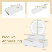 Schminkspiegel mit 2 Schubladen, 51x26x59 cm, Weiß