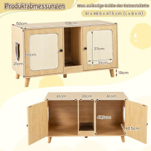 Katzentoilettenschrank mit 2 Türen, Zweiraum-Design
