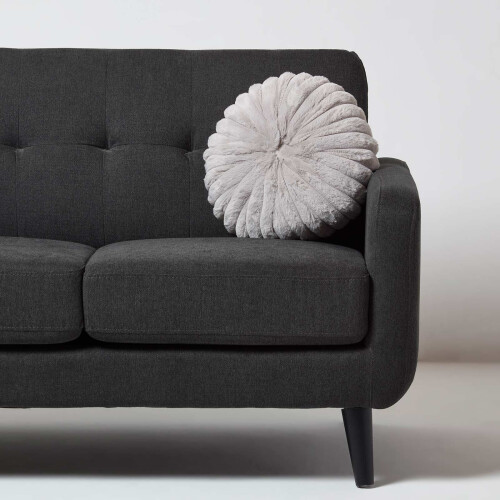 Homescapes Grey Round Button Cushion, 36 cm 1