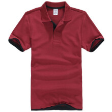 (Wine Red +Black,2XL)Mens Classic Short Sleeve Summer Golf Sport Shirts Solid Tshirt Casual Tee Tops