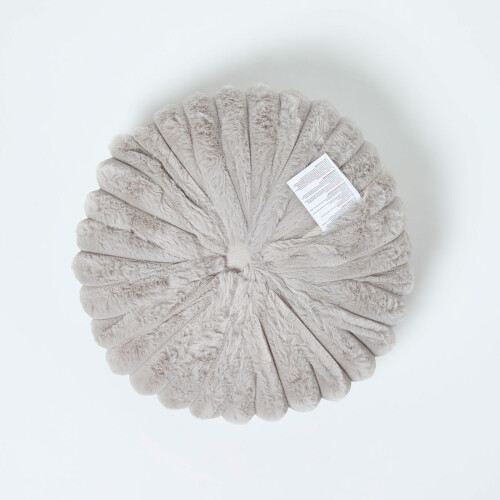 Homescapes Grey Round Button Cushion, 36 cm 2