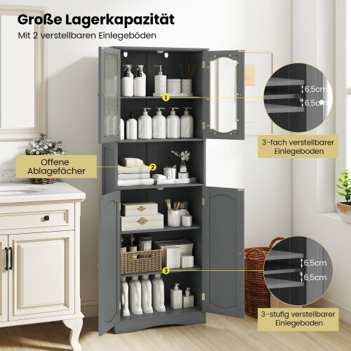 Freestanding Bathroom Cabinet with 4 Doors, Adjustable Shelves 2