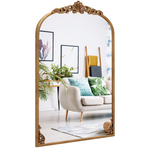 Baroque Wall Mirror, Gold Metal Frame, 90 x 61 cm 1