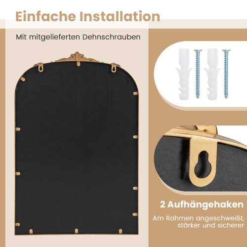 Baroque Wall Mirror, Gold Metal Frame, 90 x 61 cm 2